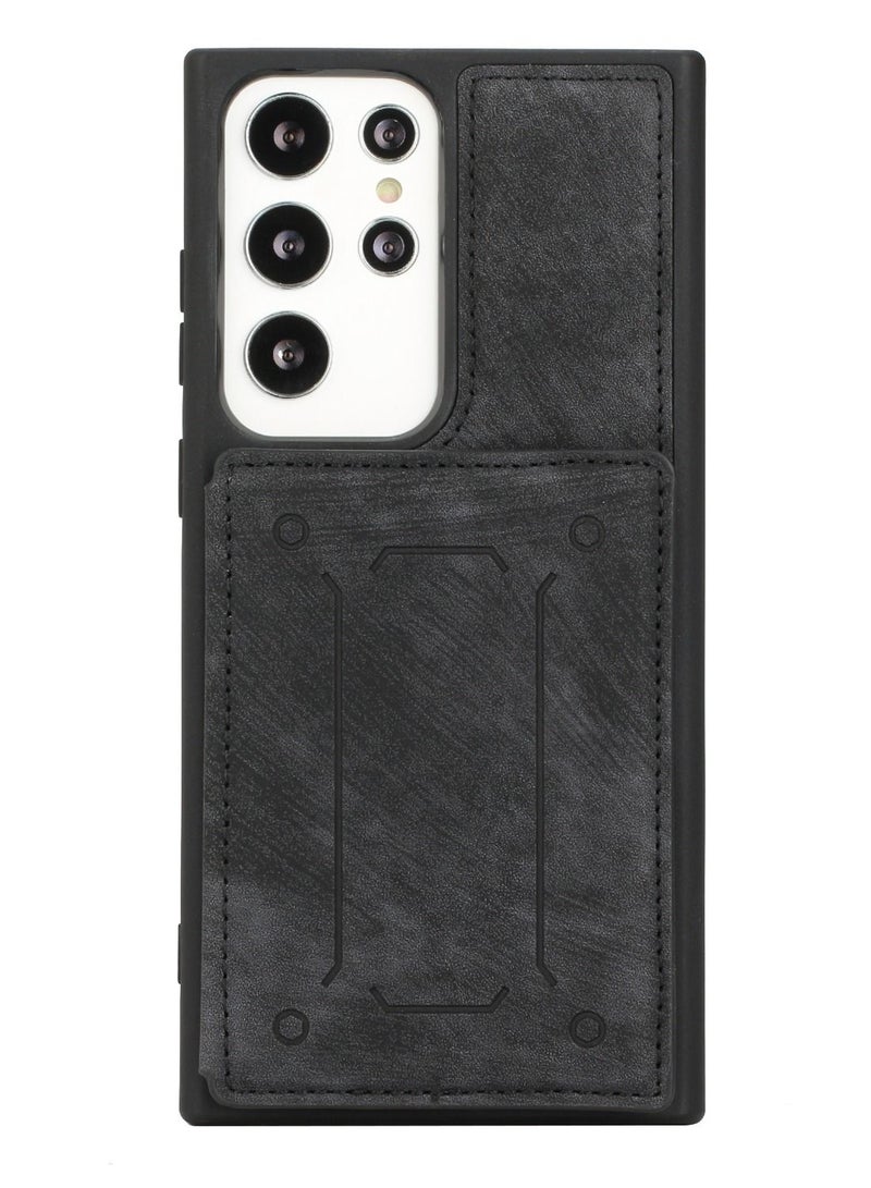 Suteni Back Cover Card Slots Leather Phone Case for Samsung - Image 1