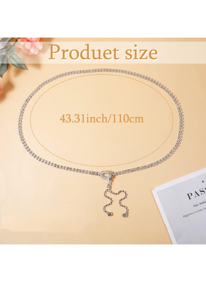 Crystal Rhinestone Chain Belt for Women, 110 cm, Silver, Decorative Waist Belt for Dresses and Jeans - Image 2