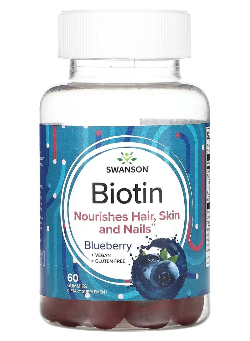 Swanson, Biotin, Blueberry, 60 Gummies