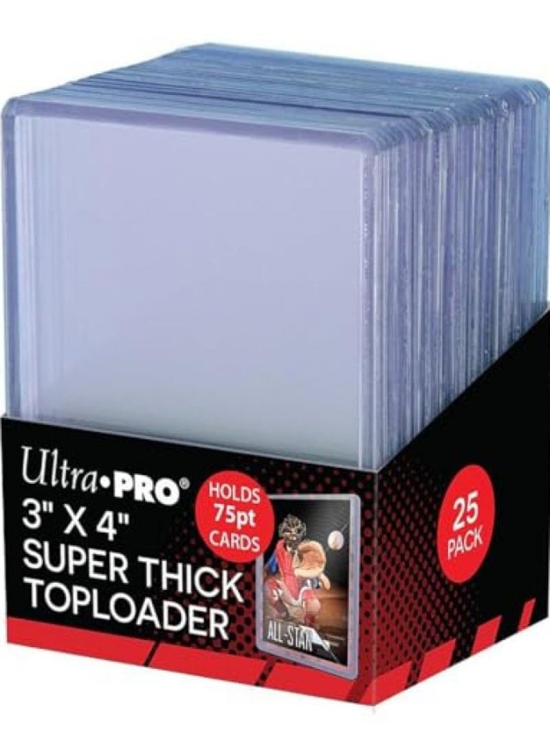 Ultra Pro 3 x 4 Super Thick Baseball Card Toploaders,Polyvinyl Chloride, Holds 75pt Cards (Pack of 25) - Image 1