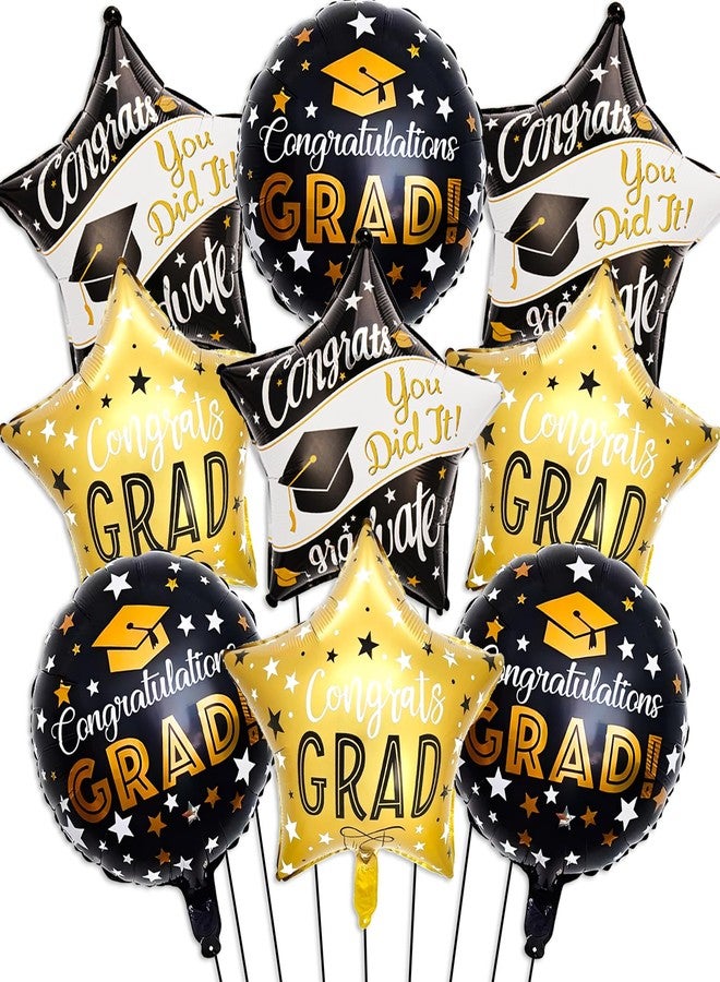 Tagberoy Black Gold Grad Balloons, 18 Inch Graduation Foil Balloon for College High School 2026 Graduation Balloons Decorations - Image 1