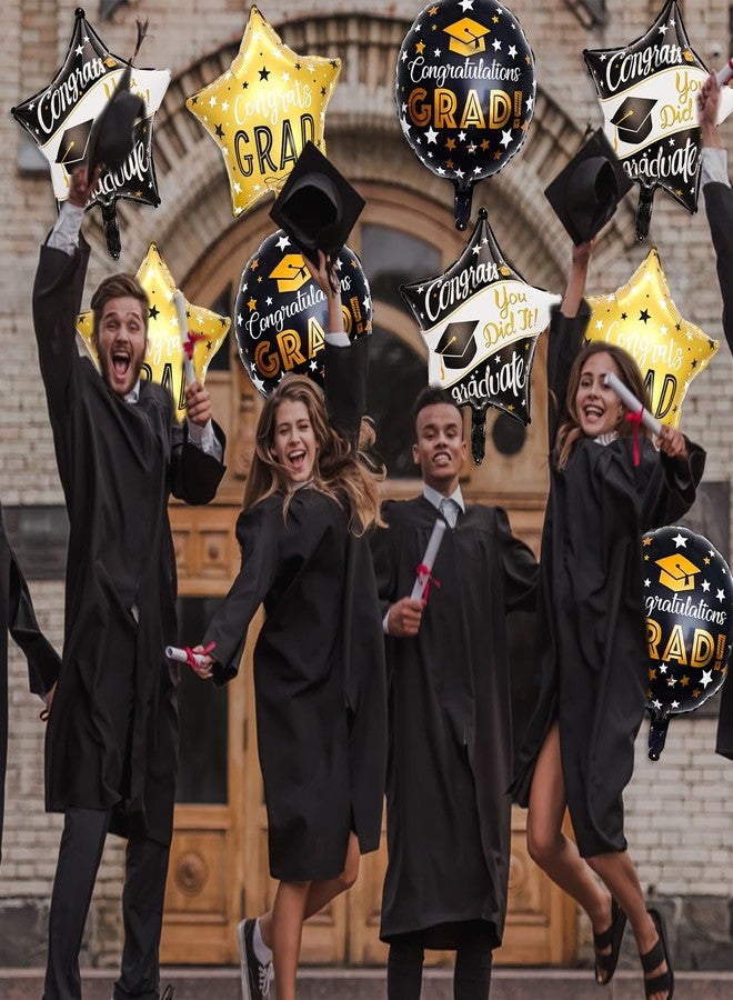 Tagberoy Black Gold Grad Balloons, 18 Inch Graduation Foil Balloon for College High School 2026 Graduation Balloons Decorations - Image 3