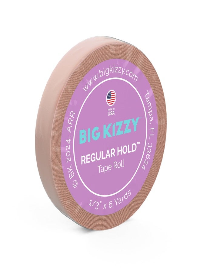 Big Kizzy Premium Double Sided Tape in Hair Extension Tape Roll - Regular Hold Tape Roll-.313" x 6 Yards - Natural Hold Brown Replacement Tape, Made in USA, Medical Grade Adhesive - Image 1