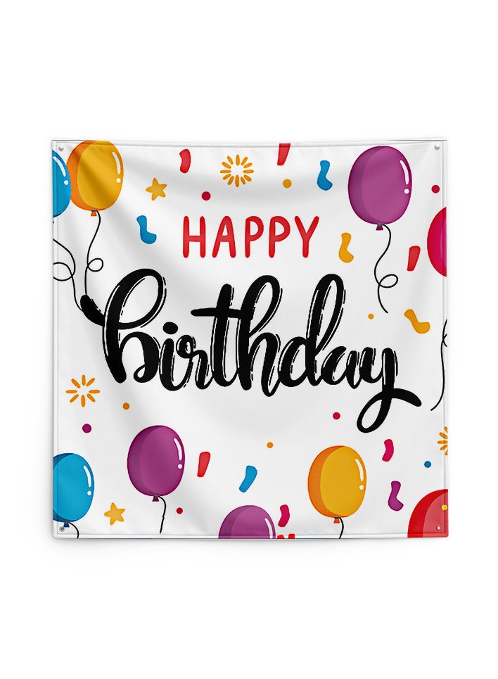 Happy Birthday Banner, Colorful Fun Birthday Backdrop Decorations, Photography Booth Backdrop Cloth, Indoor Outdoor Wall Decor, Party Supplies For Kids Girls Boys Baby's Birthday, 150x130cm - Image 2