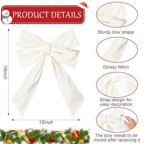 Hungdao 2 Pack Large White Wreath Bows 12x18 Waterproof Fabric Bows Outdoor Wedding Decorative Farmhouse Ornaments for Valentine Wedding Party Hanging Wall Front Indoor Decor - Image 3