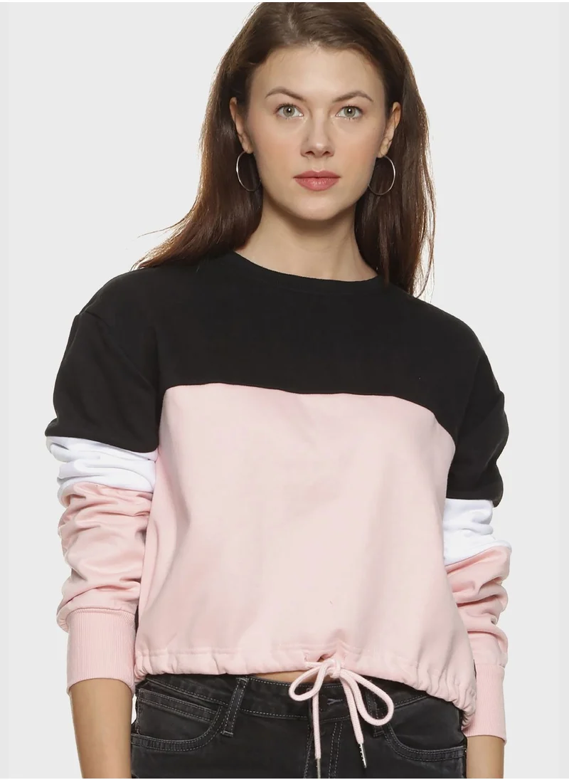 Campus Sutra Color block Sweatshirt