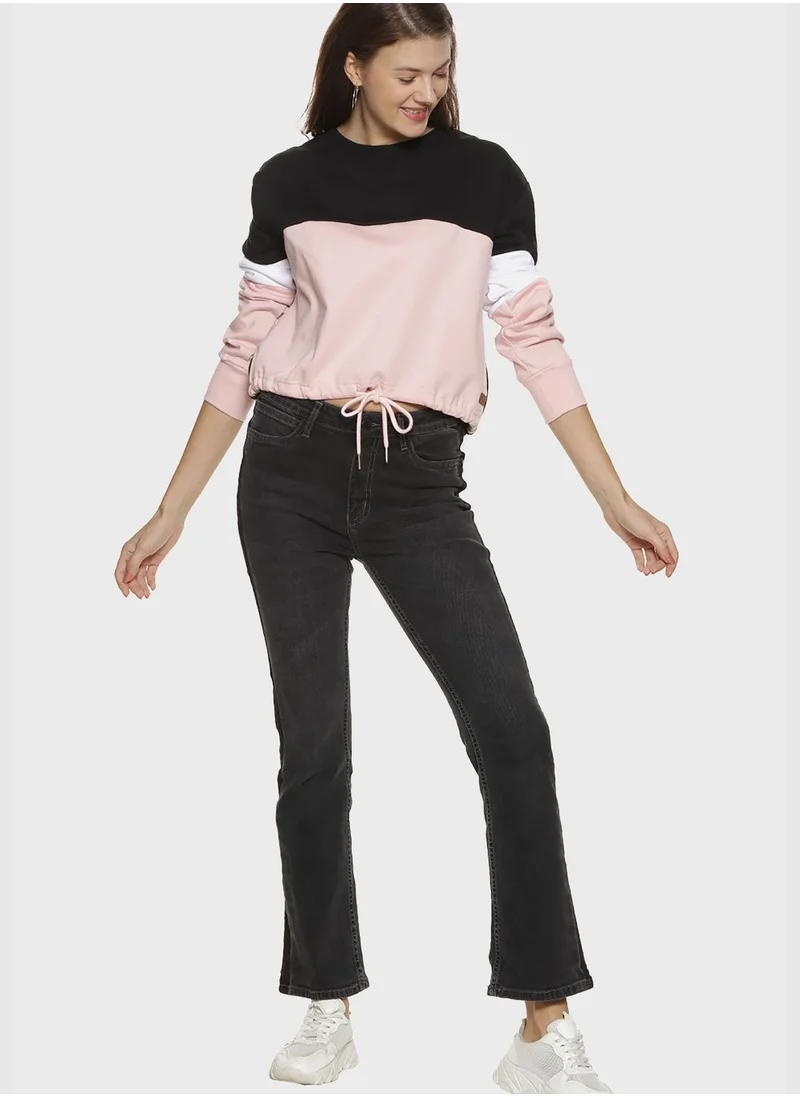 Campus Sutra Color block Sweatshirt