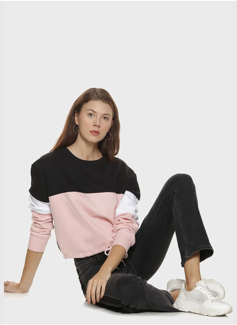 Campus Sutra Color block Sweatshirt