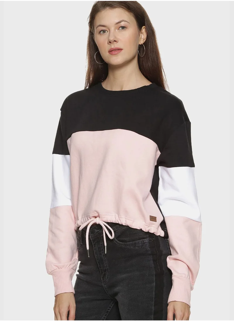 Campus Sutra Color block Sweatshirt