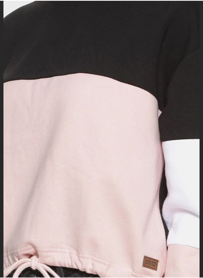 Campus Sutra Color block Sweatshirt