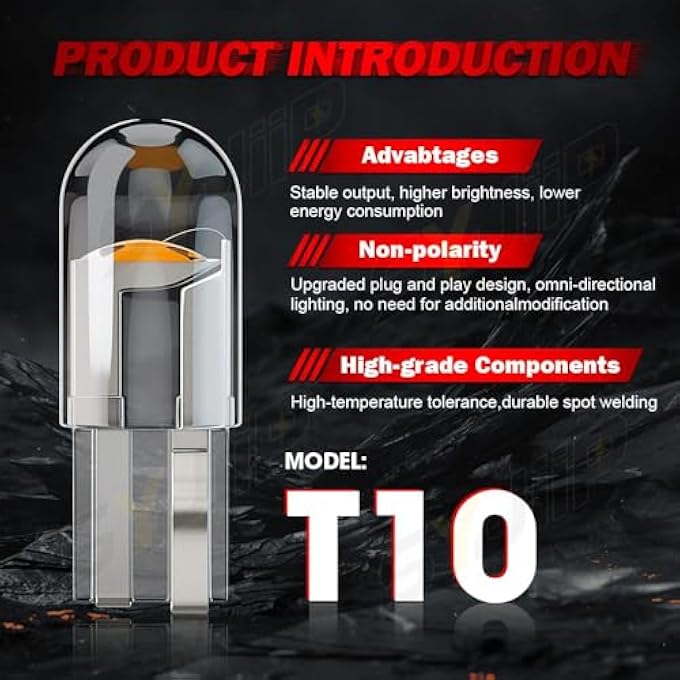 BIGTHREE Led Tube Bulbs 10Pcs Car Roof Lights License Plate Light Lights For CAr Interior Decoration T10 Wedge Base Led Bulb For Car Interior Exterior Decoration Light HomeYellow - Image 3