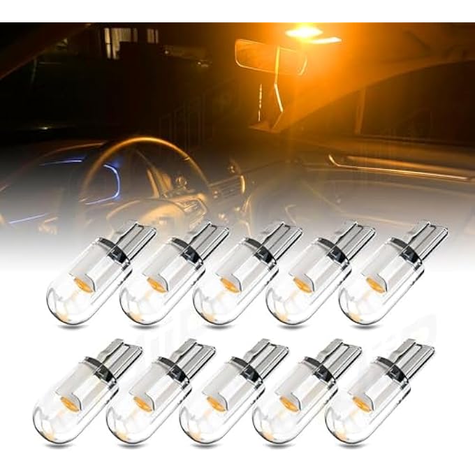BIGTHREE Led Tube Bulbs 10Pcs Car Roof Lights License Plate Light Lights For CAr Interior Decoration T10 Wedge Base Led Bulb For Car Interior Exterior Decoration Light HomeYellow - Image 2
