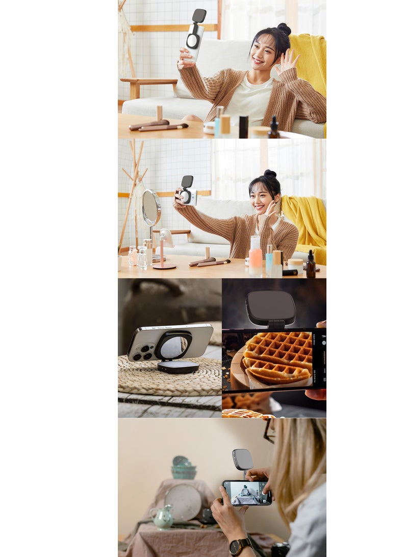 Portable outdoor mini selfie fill light mobile phone beauty camera mobile phone set magnetic light (white) - Image 5