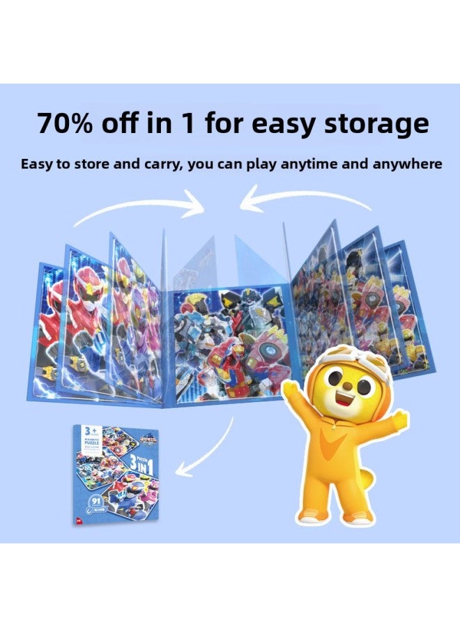 Mini Secret Force Boys Young Children 3 Years Old Yiqi Early Education Toys Three Folding Puzzle Magnetic Quiet Book-Color:Avengers Three-in-one (white Card) 3663 - Image 3