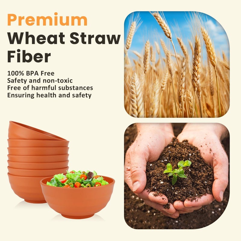 Homienly Cereal Bowl Set, Wheat Straw Fiber Unbreakable Lightweight Bowls Set - Image 3