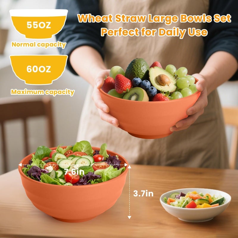 Homienly Cereal Bowl Set, Wheat Straw Fiber Unbreakable Lightweight Bowls Set - Image 2