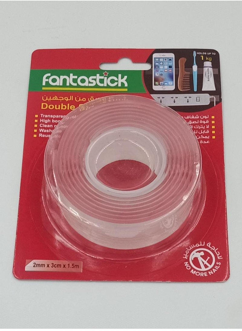 Fantastick Double Sided Tape Mounting Transparent Washable Waterproof Adhesive Heavy Duty  - Image 1
