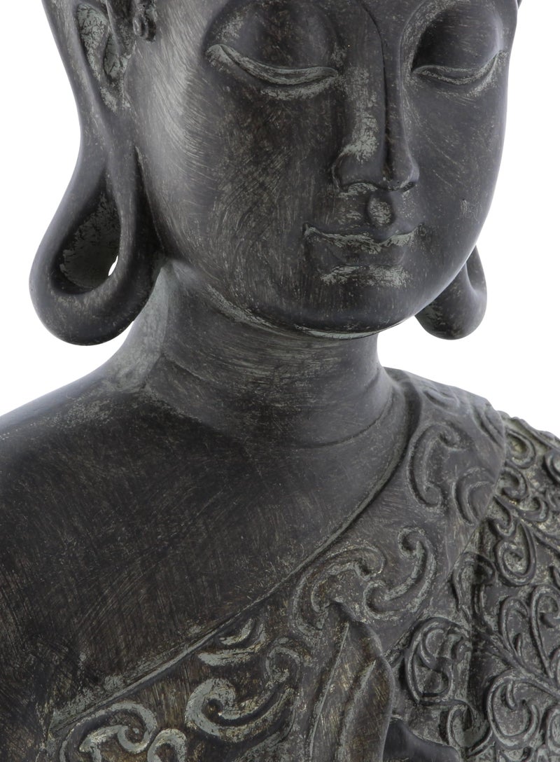 Deco 79 Polystone Buddha Decorative Sculpture Meditating Home Decor Statue with Engraved Carvings and Relief Detailing, Accent Figurine 9" x 6" x 17", Brown - Image 2