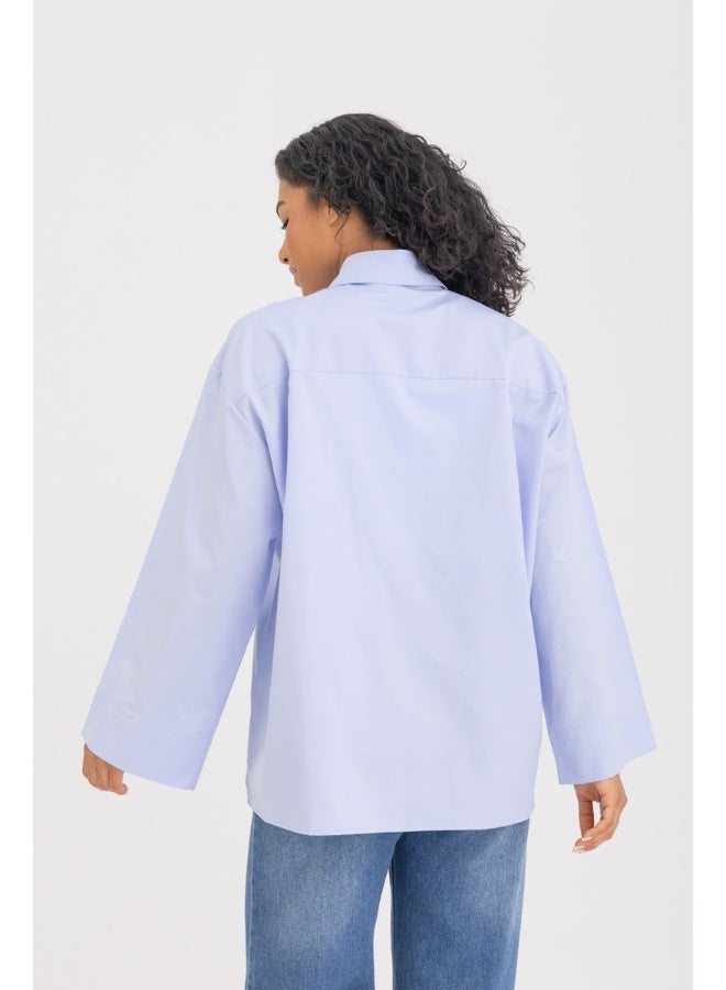 Dresscode Oversized Wide Cuff Blue Shirt - Image 3