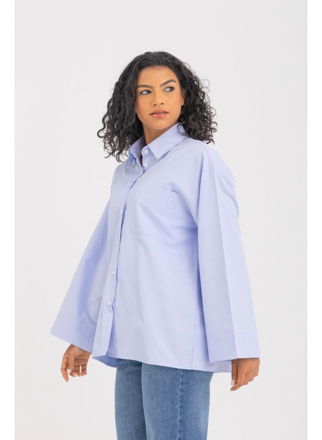Dresscode Oversized Wide Cuff Blue Shirt - Image 2