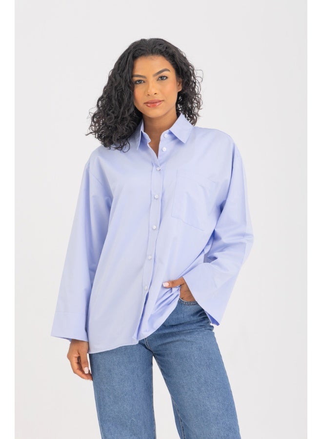 Dresscode Oversized Wide Cuff Blue Shirt - Image 5