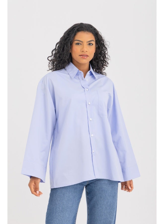 Dresscode Oversized Wide Cuff Blue Shirt - Image 1