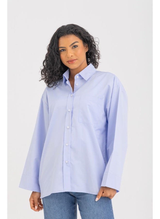 Dresscode Oversized Wide Cuff Blue Shirt - Image 4