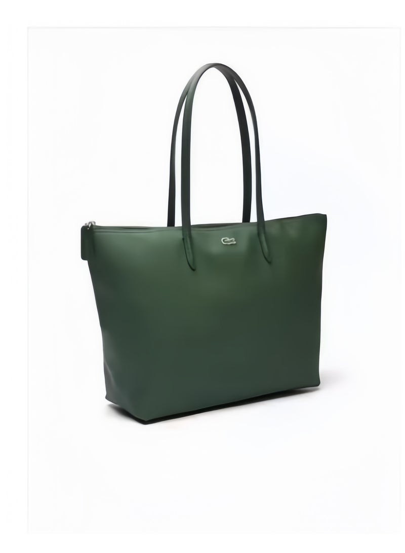 لاكوست مفهوم المرأة L12.12 الموضة متعددة الاستعابات كبيرة السحاب حقيبة اليد حقيبة الكتف حقيبة كبيرة خضراء - Image 4