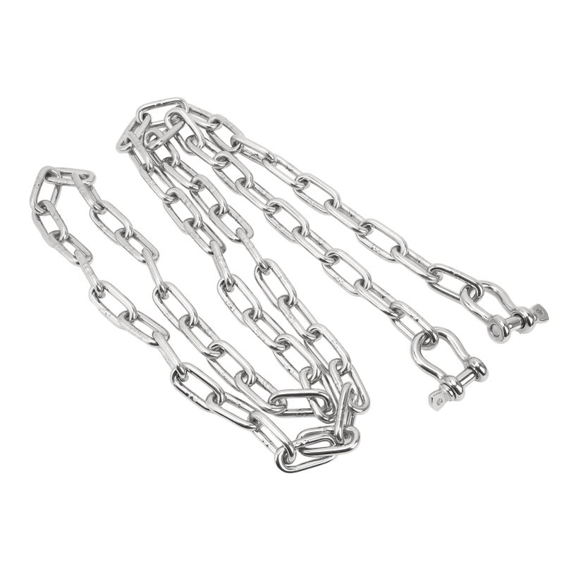 6.6ft Anchor Lead Chain Marine 316 Stainless Steel Central Ring Anchor Chain with Double 5/16in Shackle Link Ends for Ship Yachts - Image 5