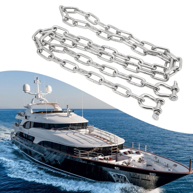 6.6ft Anchor Lead Chain Marine 316 Stainless Steel Central Ring Anchor Chain with Double 5/16in Shackle Link Ends for Ship Yachts - Image 3