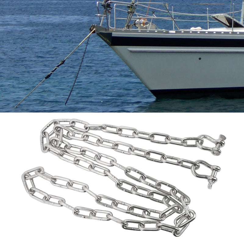 6.6ft Anchor Lead Chain Marine 316 Stainless Steel Central Ring Anchor Chain with Double 5/16in Shackle Link Ends for Ship Yachts - Image 2
