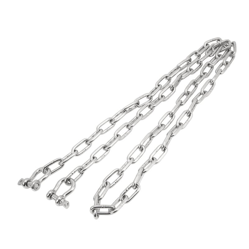 6.6ft Anchor Lead Chain Marine 316 Stainless Steel Central Ring Anchor Chain with Double 5/16in Shackle Link Ends for Ship Yachts - Image 4