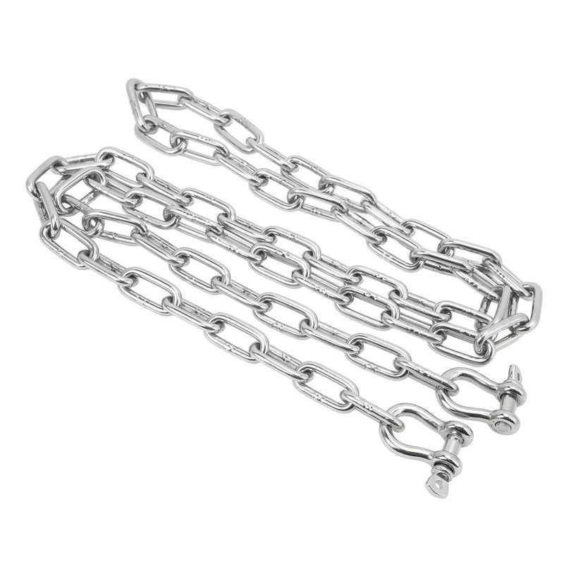 6.6ft Anchor Lead Chain Marine 316 Stainless Steel Central Ring Anchor Chain with Double 5/16in Shackle Link Ends for Ship Yachts - Image 1