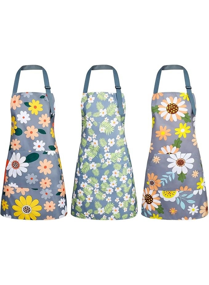 Kitchen Aprons for  3 Pack Adjustable Waterproof Cooking Apron with Pockets, Chef Aprons for Kitchen Baking Gardening BBQ - Image 1