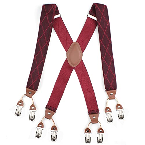 Peluche Striped Crossroad Maroon X Back 8 Clips Suspender (Strap Width- 3.5cm) - Image 5