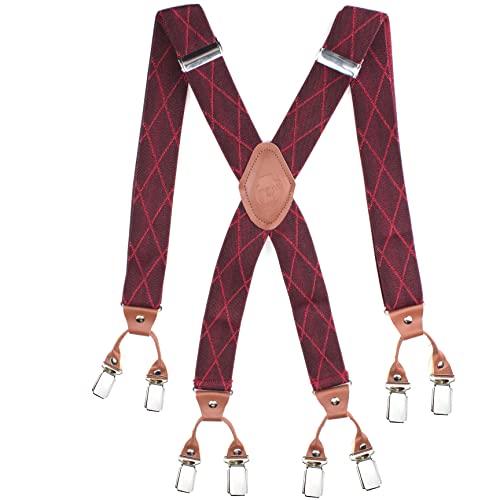Peluche Striped Crossroad Maroon X Back 8 Clips Suspender (Strap Width- 3.5cm) - Image 1