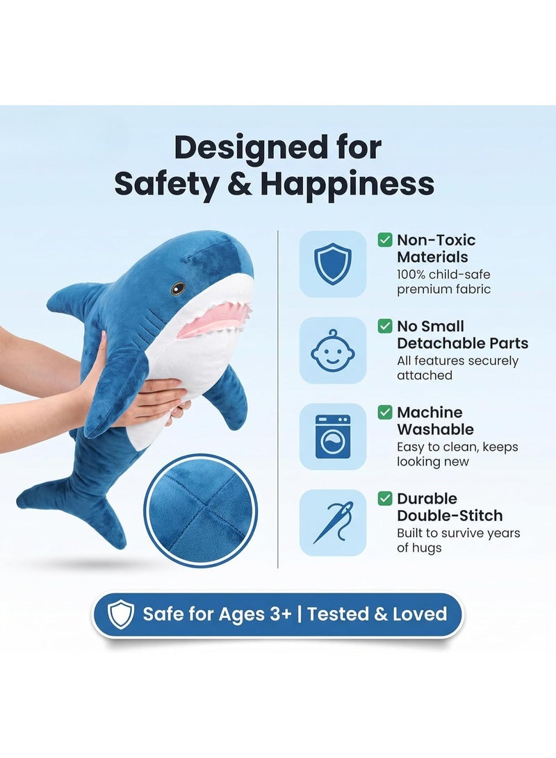 ARGT Ultra-Soft Shark Plush Toy 50cm - Soft Stuffed Animal Blue Shark Pillow for Kids, Huggable Cuddly Plush Cushion for Boys Girls, Ocean Sea Creature Gift - Image 5