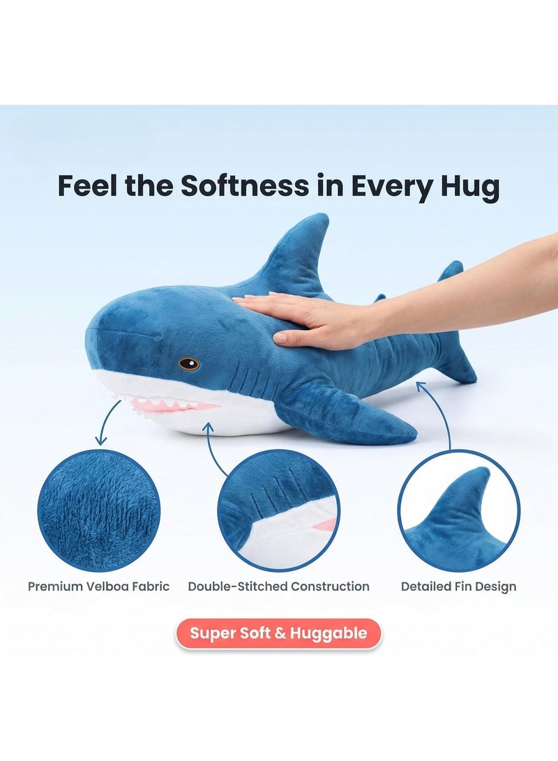 ARGT Ultra-Soft Shark Plush Toy 50cm - Soft Stuffed Animal Blue Shark Pillow for Kids, Huggable Cuddly Plush Cushion for Boys Girls, Ocean Sea Creature Gift - Image 2