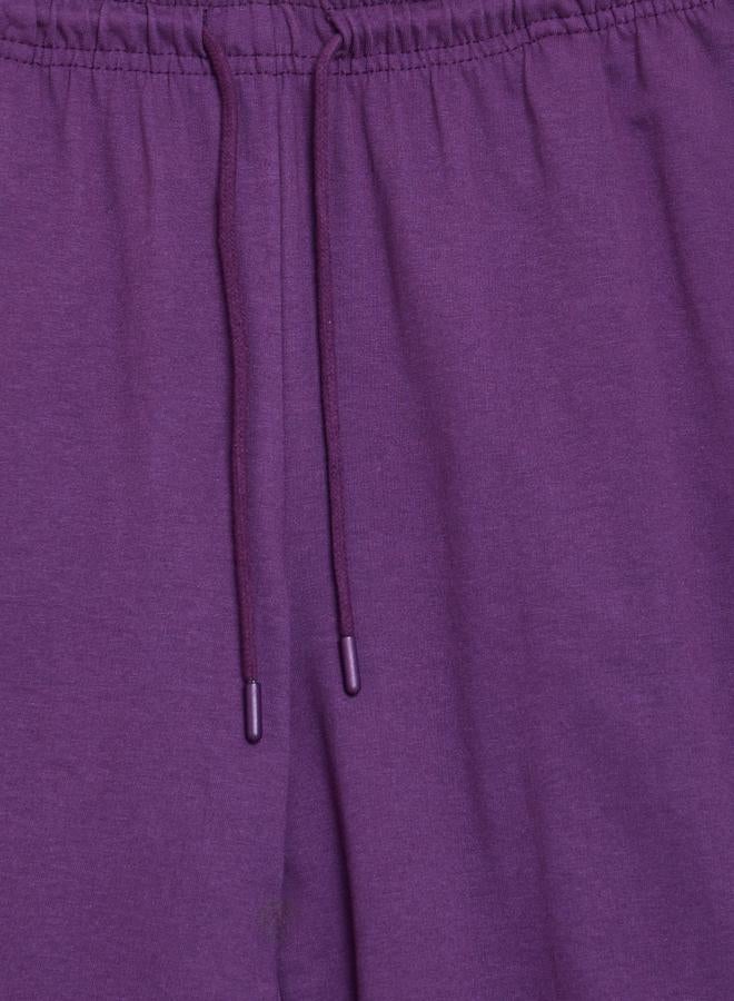 Styli Teen Girls Purple Solid Wide Leg Joggers - Image 3
