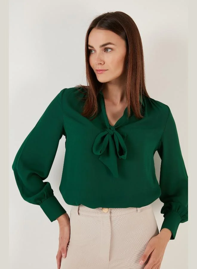 Lela Lela Tie Detail V-Neck Chiffon Shirt Women's SHIRT 611BZ0047