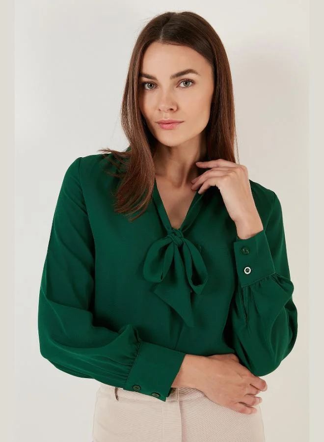 Lela Lela Tie Detail V-Neck Chiffon Shirt Women's SHIRT 611BZ0047