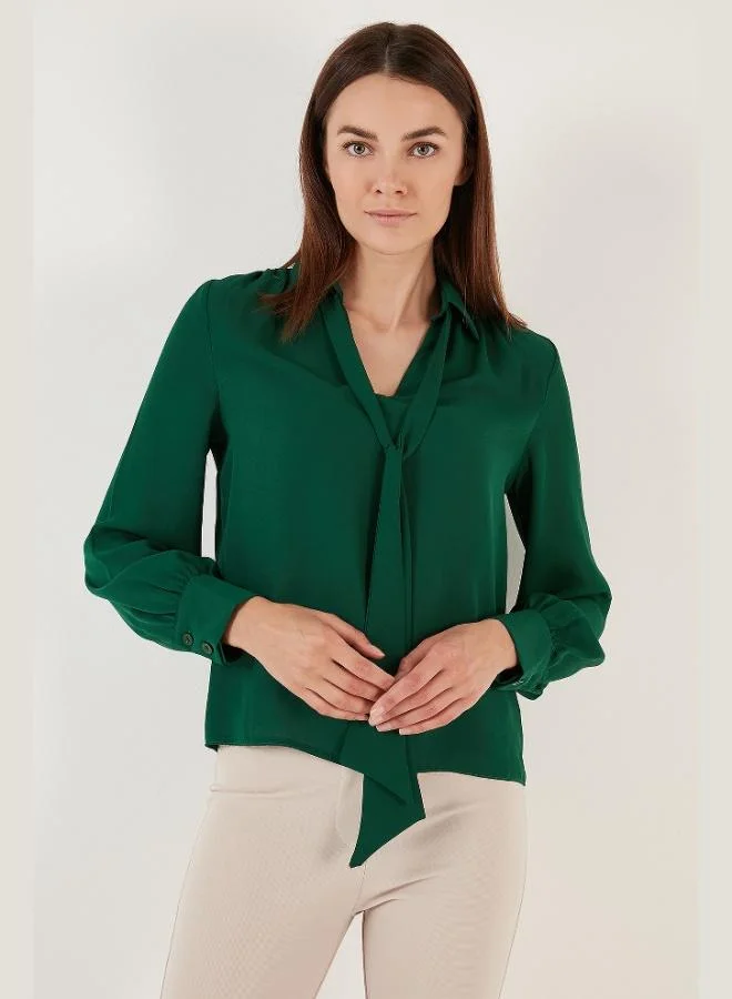 Lela Lela Tie Detail V-Neck Chiffon Shirt Women's SHIRT 611BZ0047