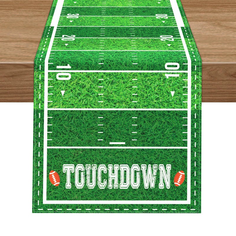 Football Court Table Runner Touch Down Football Birthday Party Table Runner for Home Kitchen Dining Table Decoration 14 x 72 Inch