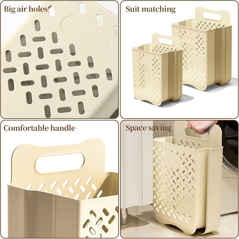 PRATIQUE Laundry Basket Hamper,Hanging Wall Collapsible Laundry with Handle,Space-Saving Foldable Storage Dirty Washer Organizer Bin Multi-function Container Waterproof Durable,Set of 2(XL&M) - Image 4
