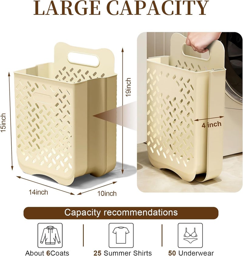 PRATIQUE Laundry Basket Hamper,Hanging Wall Collapsible Laundry with Handle,Space-Saving Foldable Storage Dirty Washer Organizer Bin Multi-function Container Waterproof Durable,Set of 2(XL&M) - Image 3