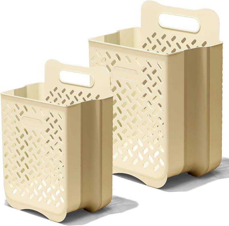 PRATIQUE Laundry Basket Hamper,Hanging Wall Collapsible Laundry with Handle,Space-Saving Foldable Storage Dirty Washer Organizer Bin Multi-function Container Waterproof Durable,Set of 2(XL&M) - Image 1