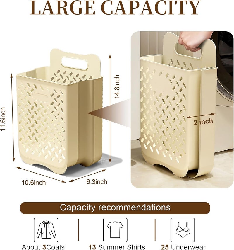PRATIQUE Laundry Basket Hamper,Hanging Wall Collapsible Laundry with Handle,Space-Saving Foldable Storage Dirty Washer Organizer Bin Multi-function Container Waterproof Durable,Set of 2(XL&M) - Image 2