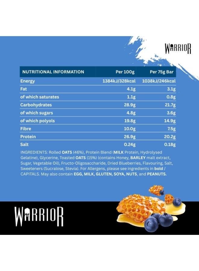 Warrior Raw Protein Flapjack Honey Berry 12 x 75g - Image 2