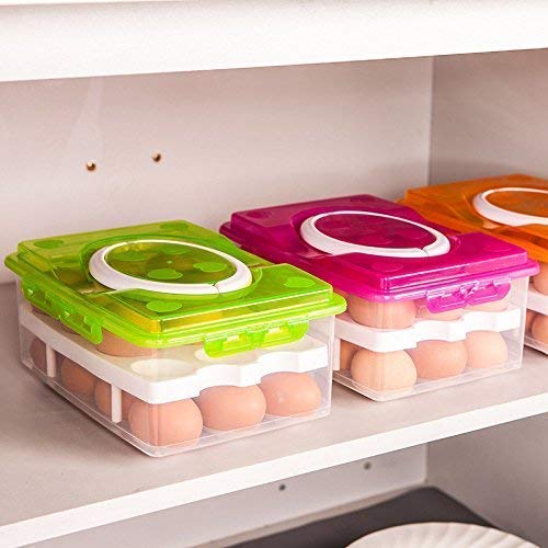 APURK Double Layer 32 Grid Egg Storage Box Egg Rack And Holder Egg Storage Box Kitchen Organizer Egg Container Egg Basket Multicolor Set of 1 - Image 2