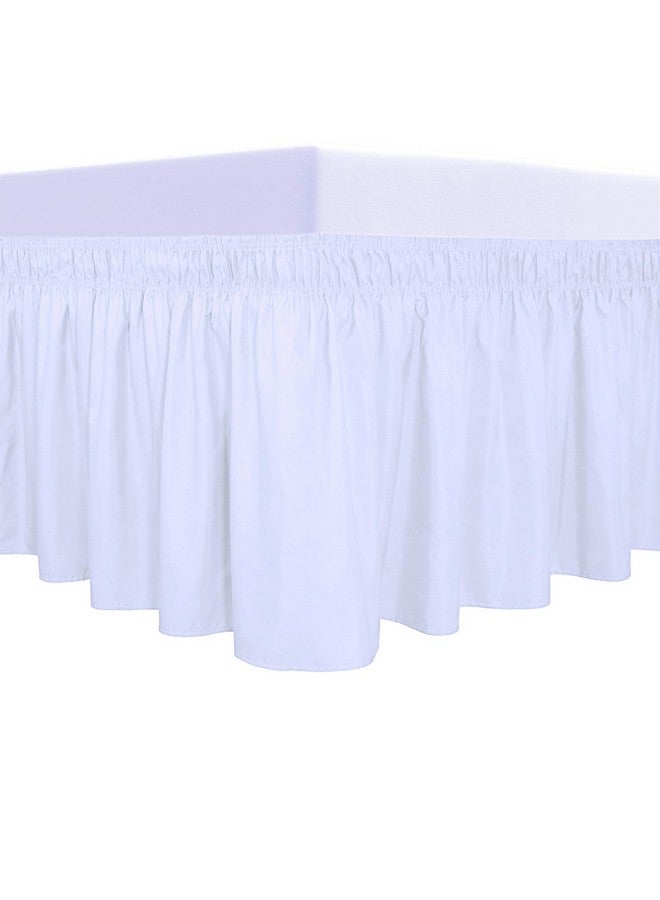 PureFit Wrap Around Ruffled Bed Skirt with Adjustable Elastic Belt - 18 Inch Drop Easy to Put On, Wrinkle Free Bedskirt Dust Ruffles, Frame Cover for Queen, King and C-King Size Beds, White - Image 1